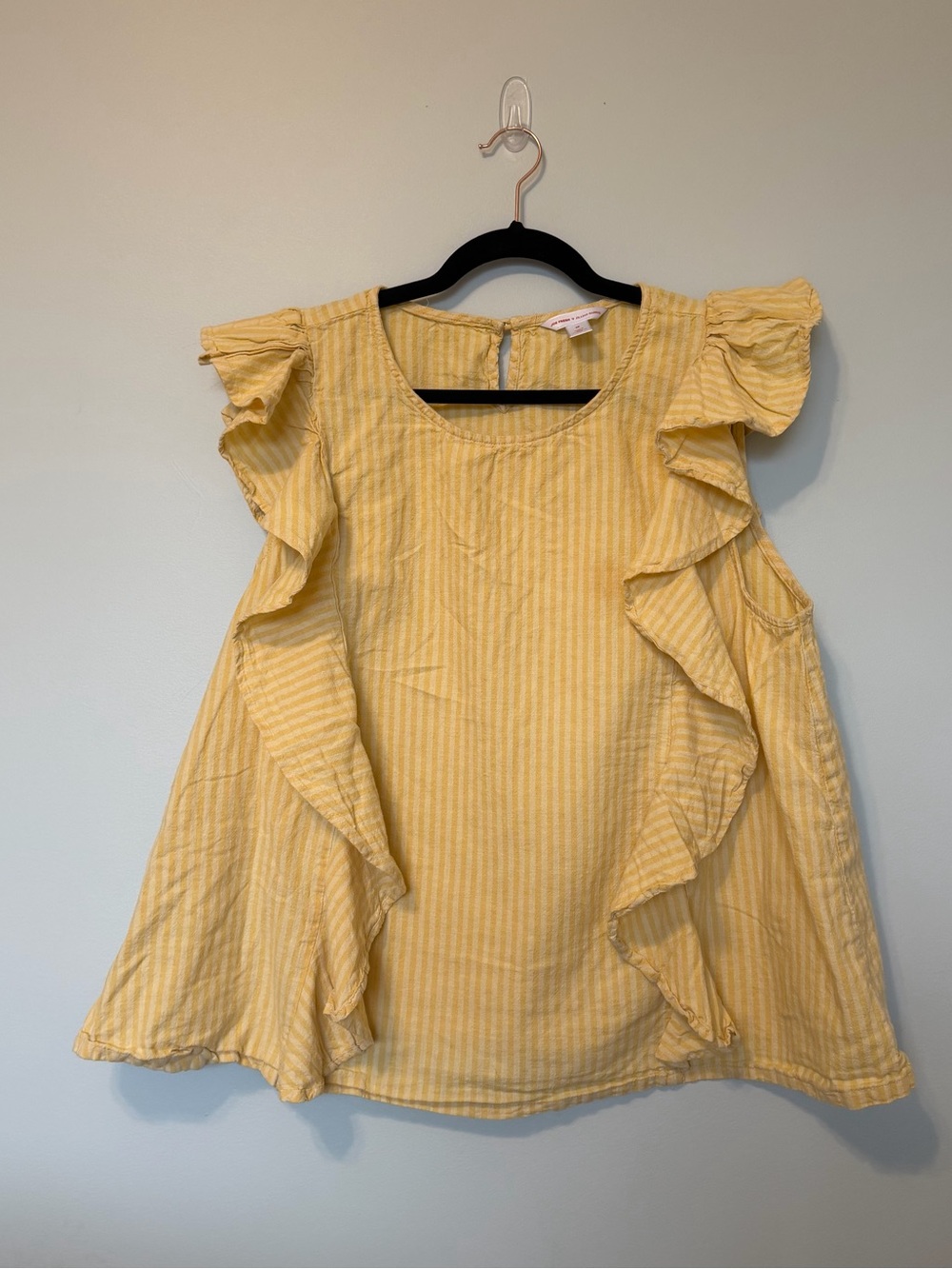 Joe Fresh Yellow Ruffle Ribbed Tank - Picture 2 of 5